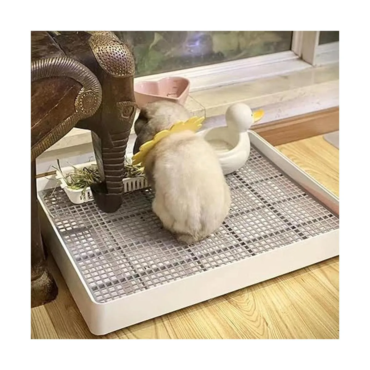 PODOO Caja de arena grande de conejo jaula de_6
