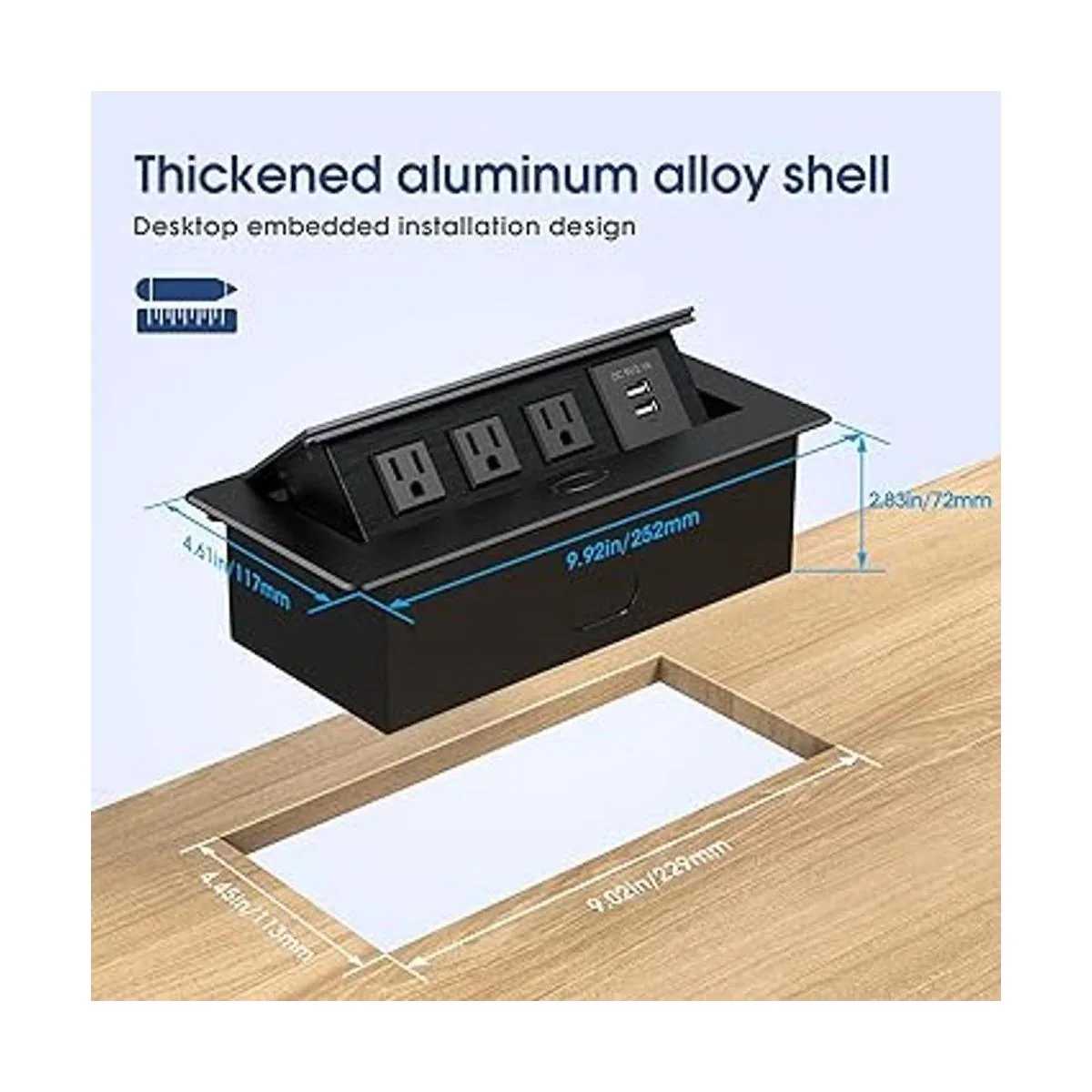 KYHSHJ Caja de conexión de escritorio con 2 puertos USB y_4