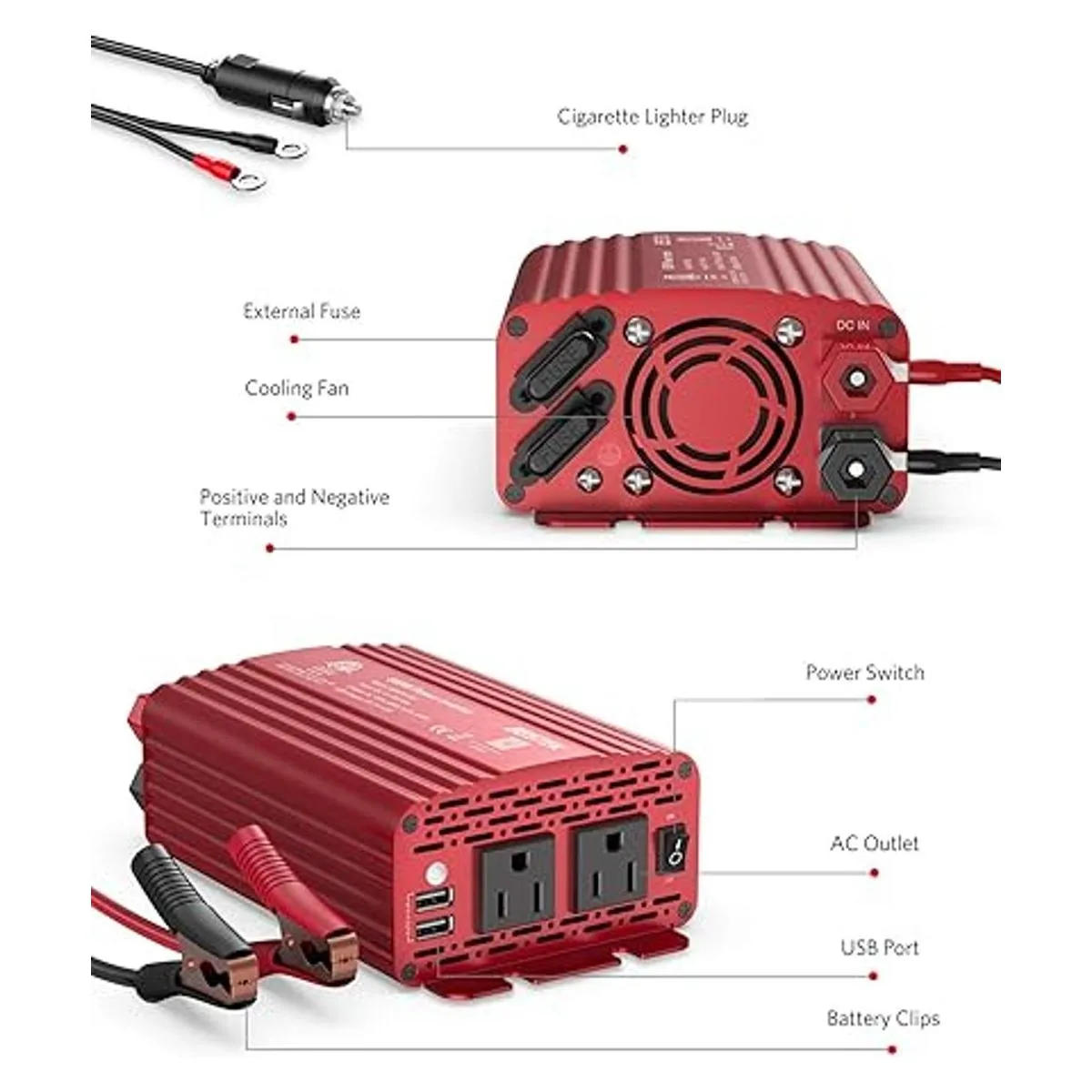 BESTEK Inversor de corriente de 500 W CC de 12 V a 110 V_5