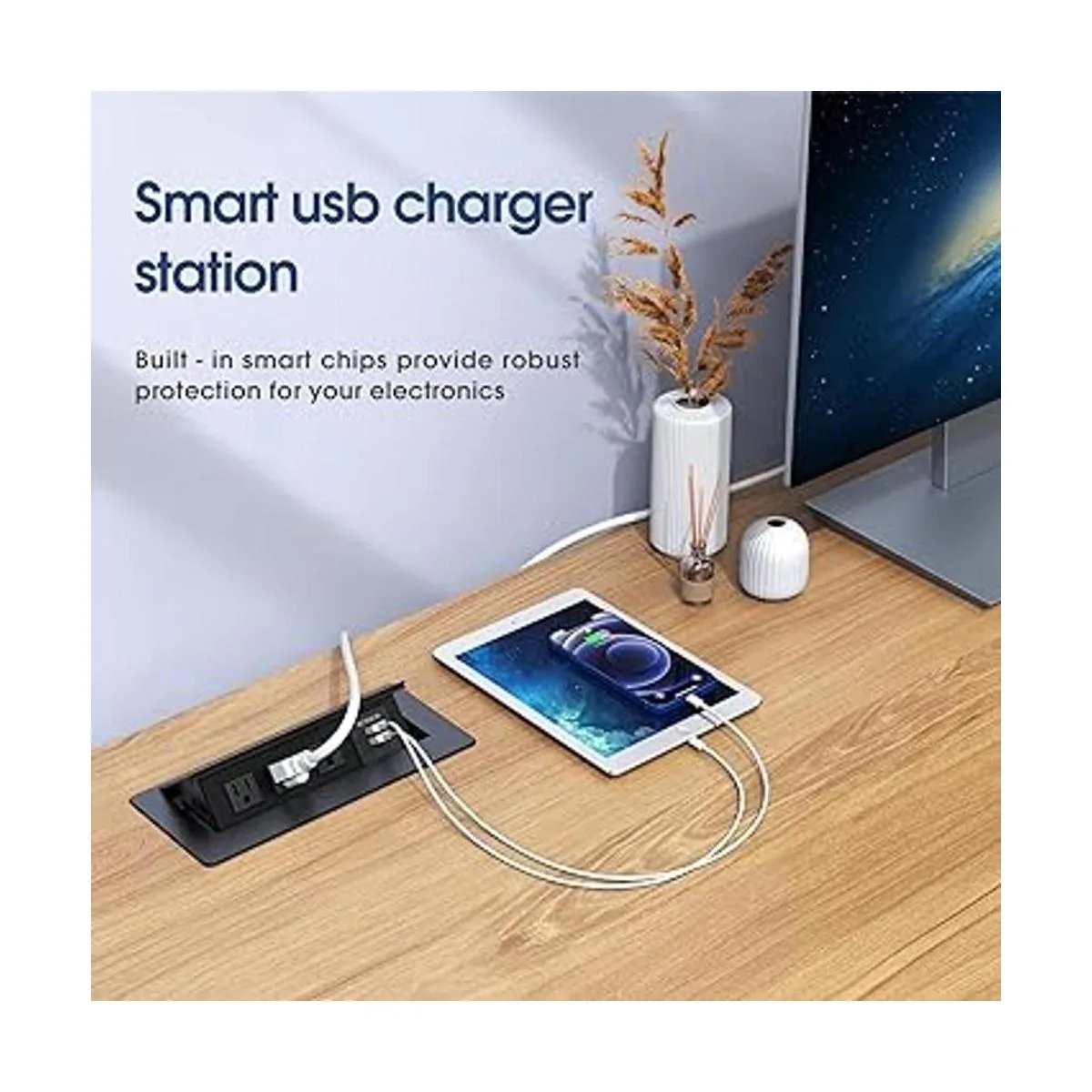 KYHSHJ Caja de conexión de escritorio con 2 puertos USB y_6