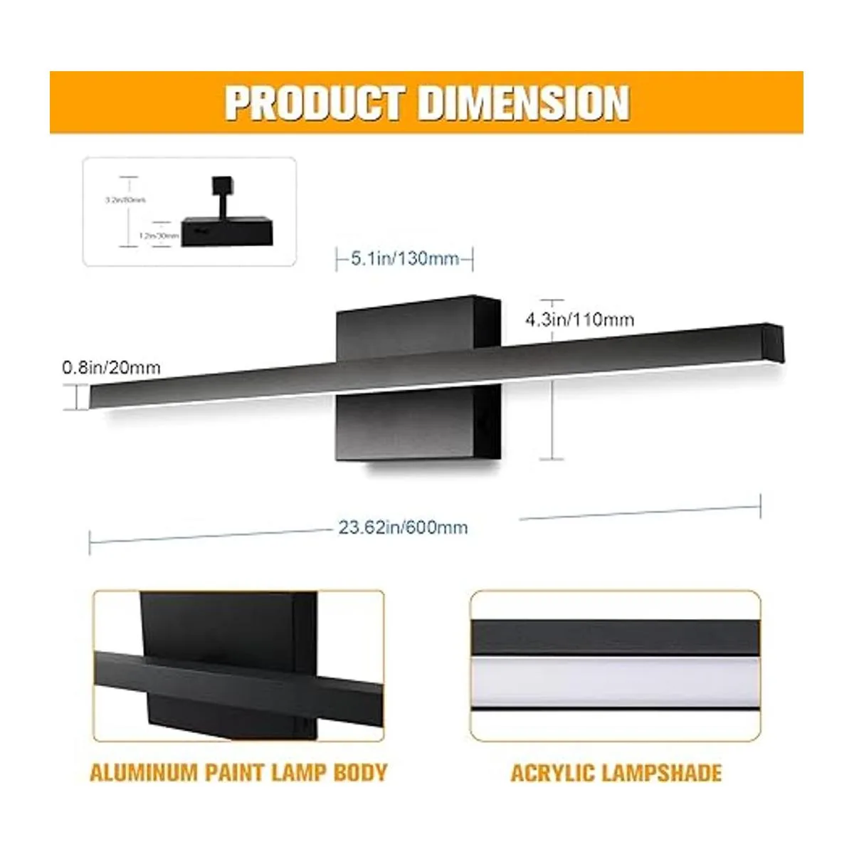 NIORSUN Lámpara de tocador de baño moderna de 23.62_4