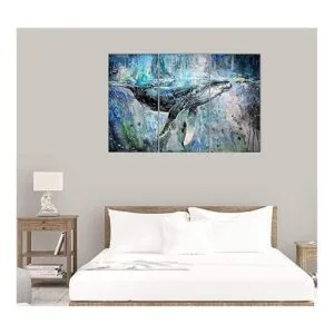 Arte de pared de ballena azul decoración moderna de_3