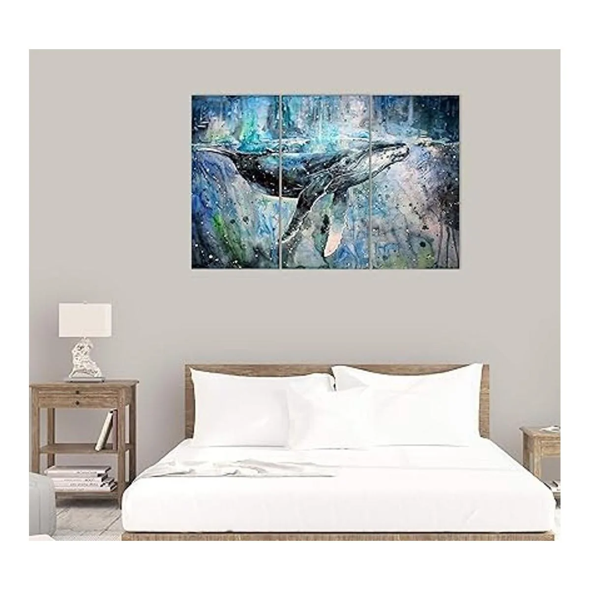 Arte de pared de ballena azul decoración moderna de_3