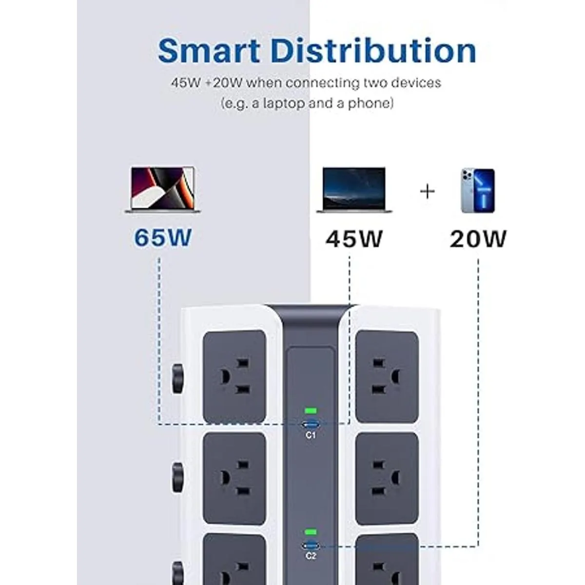KOOSLA 65 W PD Power Strip Torre Protector de_5