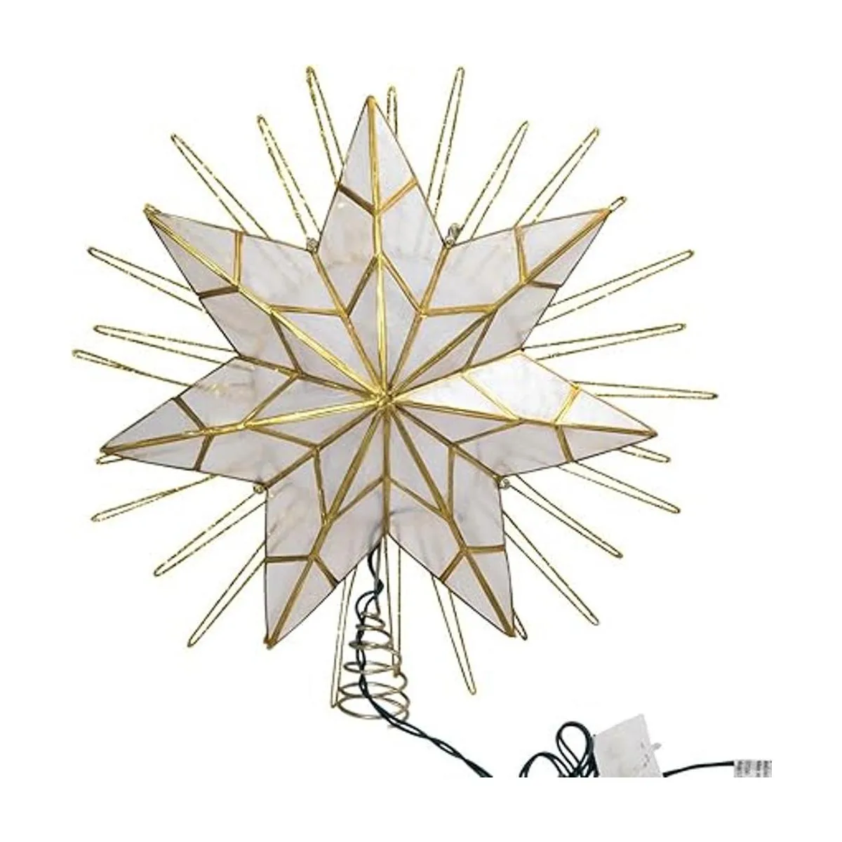 Kurt Adler 7 puntos Natural Capiz estrella iluminada para_6