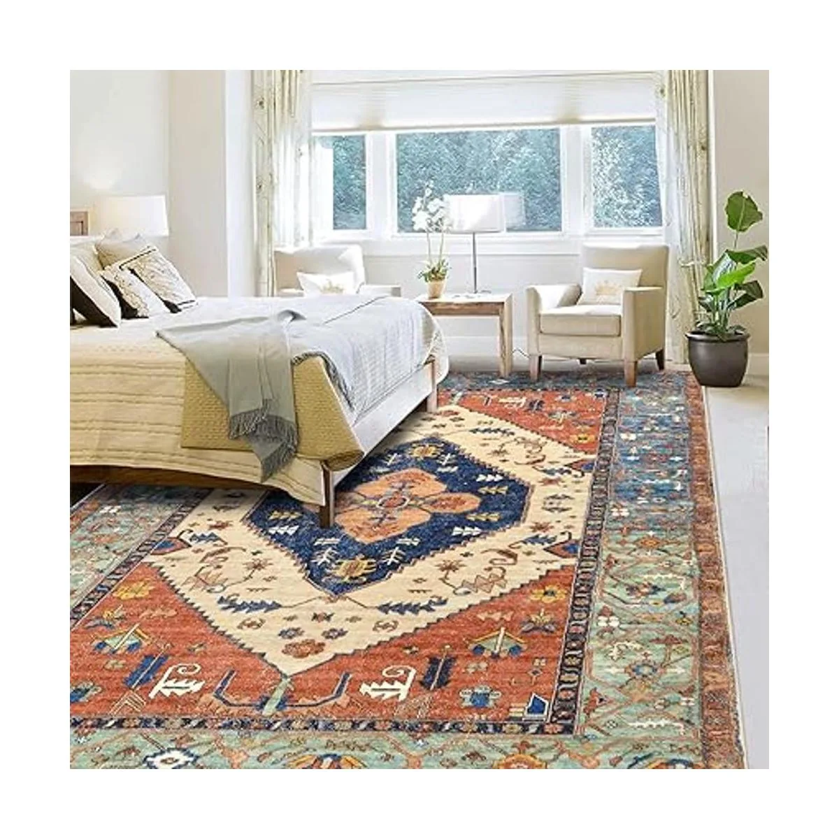 Bsmathom Alfombras de área vintage de 5 x 7 pies lavables_5