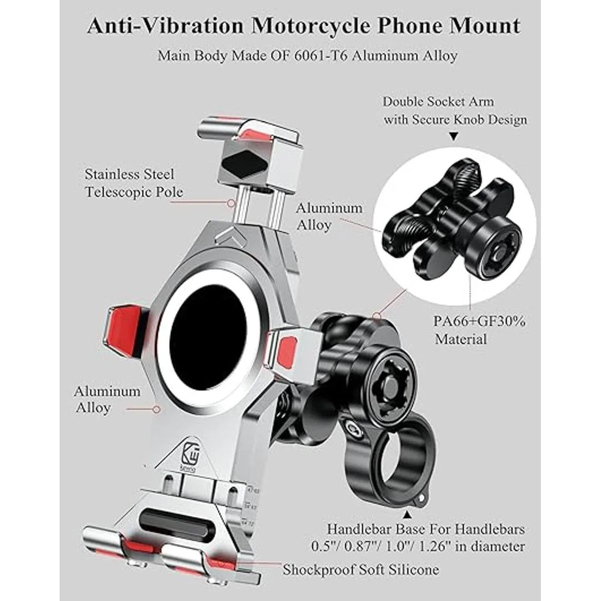 BRCOVAN Soporte para teléfono de motocicleta de aleación_2