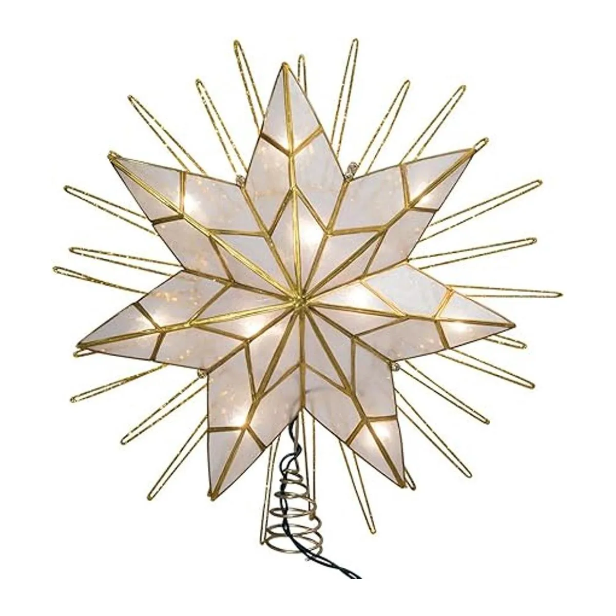 Kurt Adler 7 puntos Natural Capiz estrella iluminada para_2