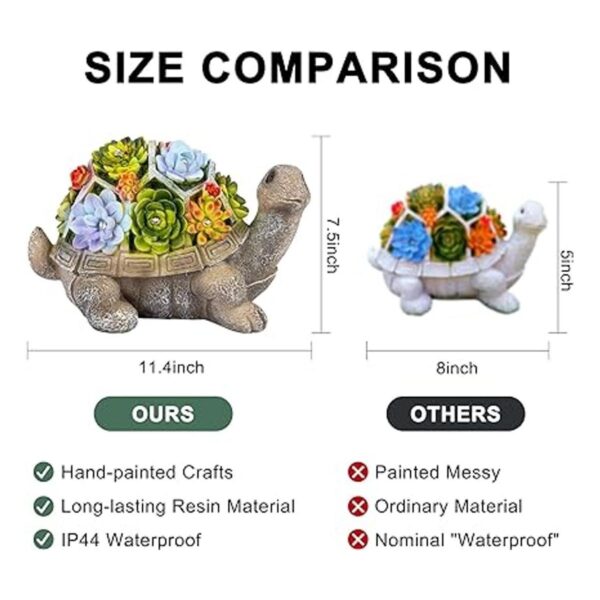 Upgraded 11.5 Inch Solar Garden Statues Turtle Figurine_2