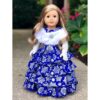 Copo de nieve plateado Vestido azul con estola blanca y