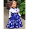 Copo de nieve plateado Vestido azul con estola blanca y