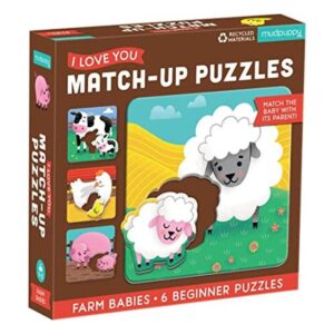Mudpuppy I Love You MatchUp Puzzles Farm Babies 6.75 x_1