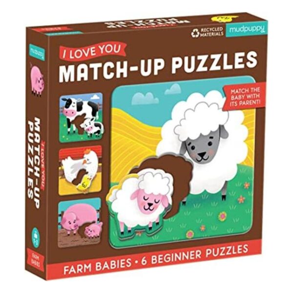 Mudpuppy I Love You MatchUp Puzzles Farm Babies 6.75 x_1