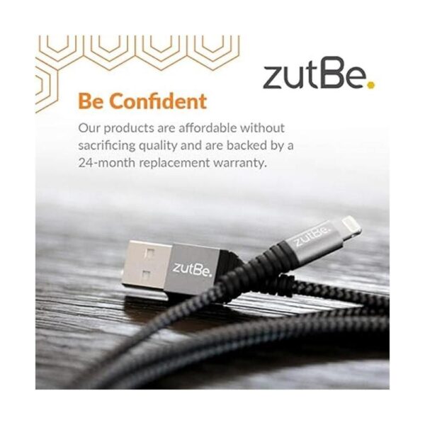 zutBe Shield Cable Lightning con certificado MFi plateado_4