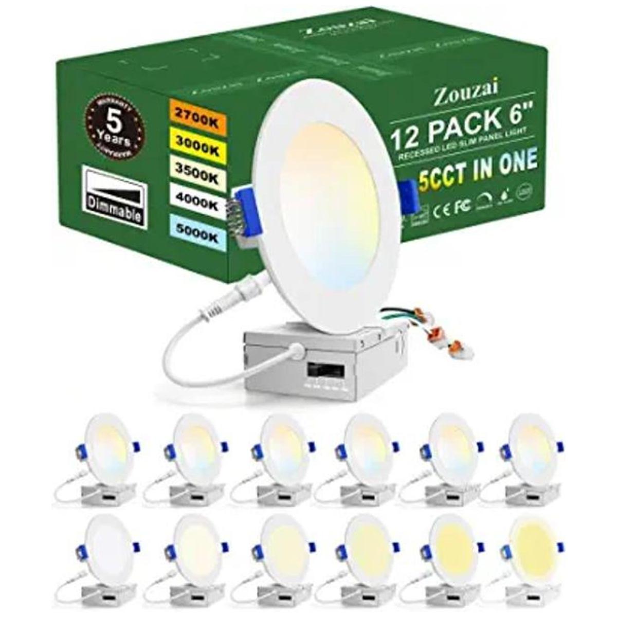 Zouzai Paquete de 12 luces LED empotrables ultrafinas de 5