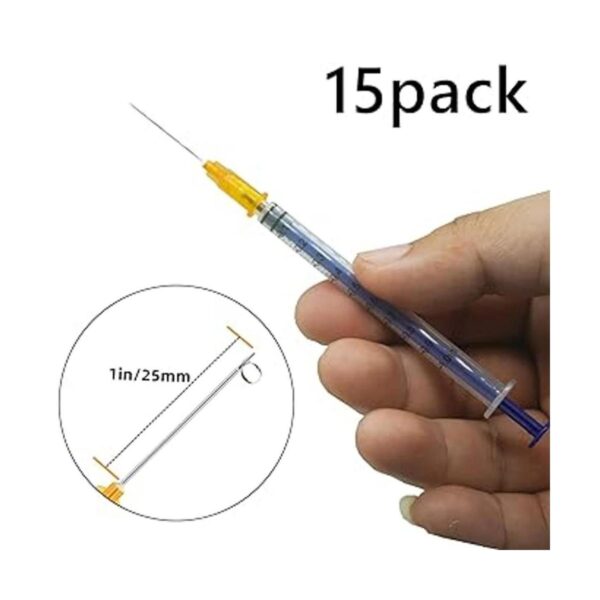 Paquete de 15 jeringas de plástico de 0.0 fl oz de 25 Ga_2