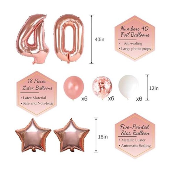Decoración de cumpleaños número 40 para mujer pancarta de_4