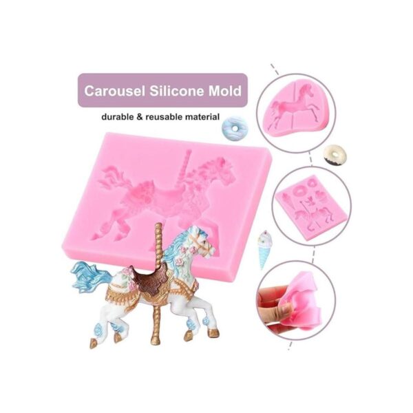 ZiXiang Moldes de silicona para fondant de carrusel para_4