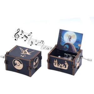Keast Caja de música de manivela de madera vintage The