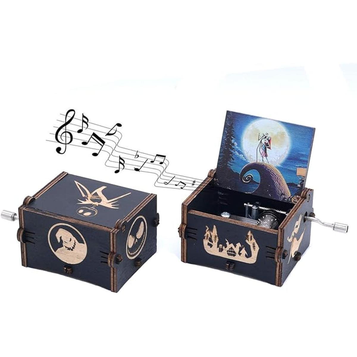 Keast Caja de música de manivela de madera vintage The