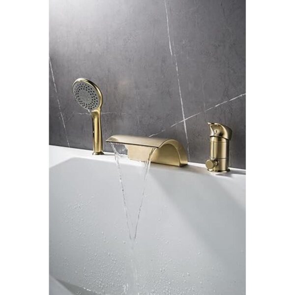Grifo romano para bañera de oro cepillado tres agujeros