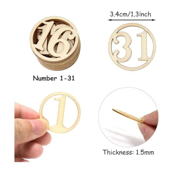 yueton Adornos de números de madera de 1 a 31 piezas de