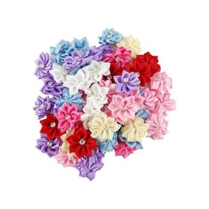 yueton Paquete de 50 flores de cinta de satén con_1
