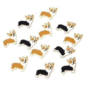 yueton 12 dijes de aleación esmaltada de corgi para perros