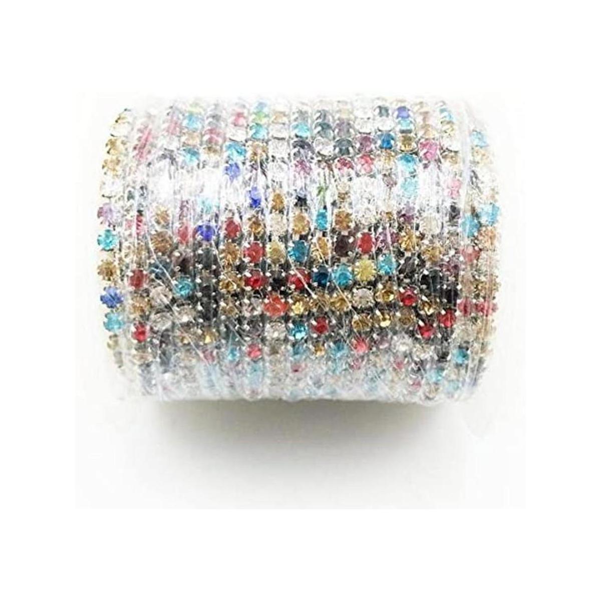 yueton 11 yards Plata Bottom Colorful Crystal Rhinestone