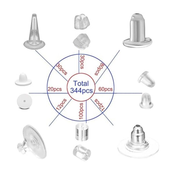 Parte trasera para aretes de gancho 344 piezas de goma