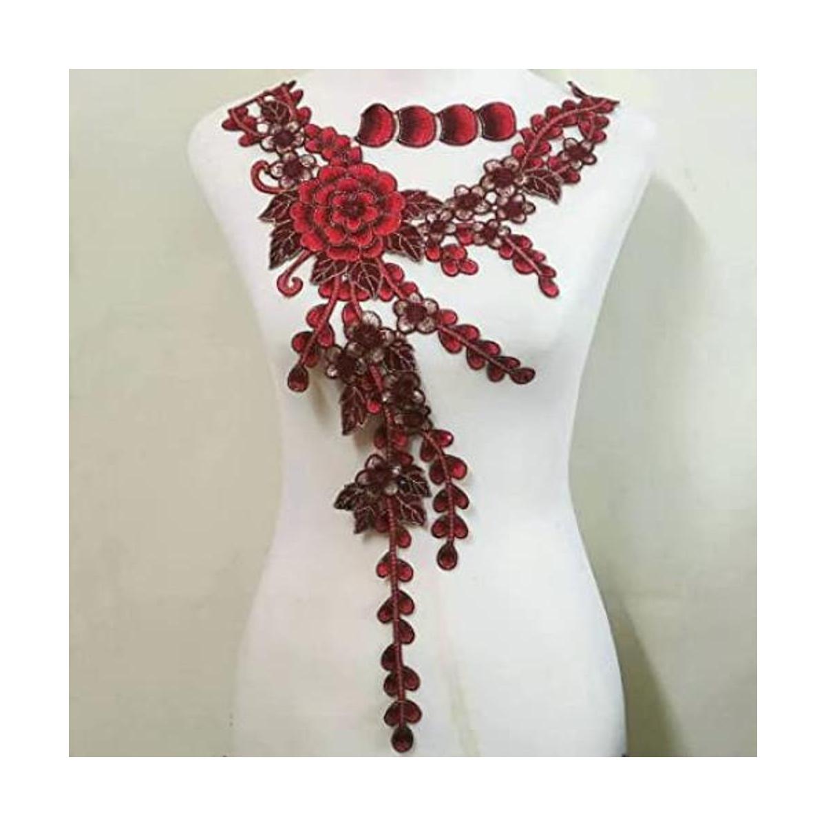 1 pieza de vestido de tela de encaje de flor de trigo rojo