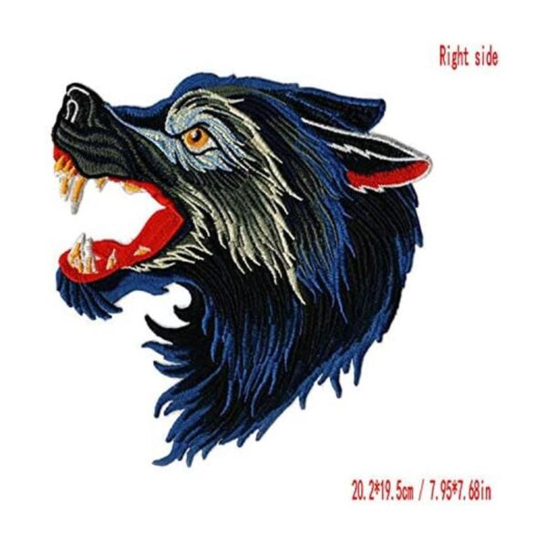 1 par de pegatinas de tela con diseño de cabeza de lobo de_3