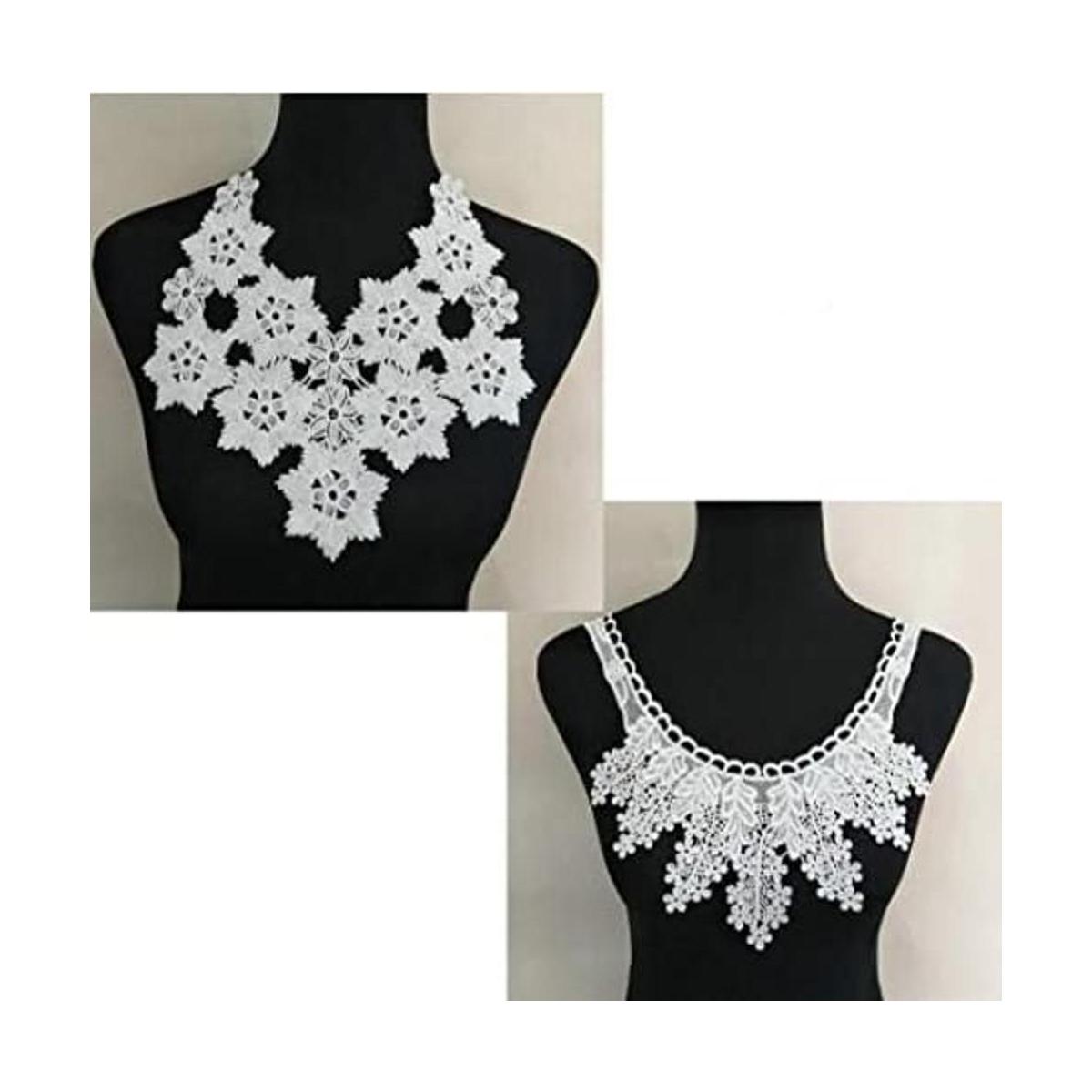 2 piezas de encaje blanco collar estilo sexy flor y