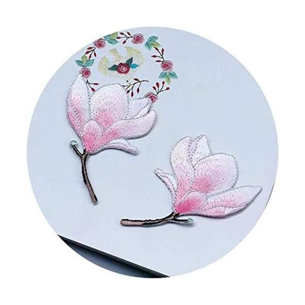 1 par de parches de Magnolia bordados para decoración de