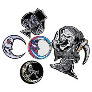 5 piezas de tela de bordado con calaverabruja parche_1