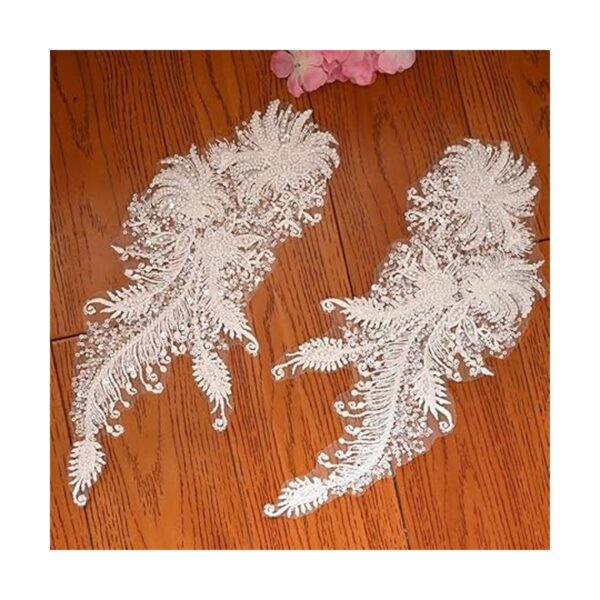 Bordado de flores 3D adorno de encaje apliques de boda_3
