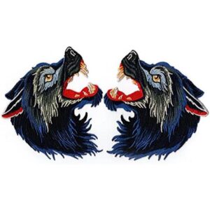 1 par de pegatinas de tela con diseño de cabeza de lobo de_1