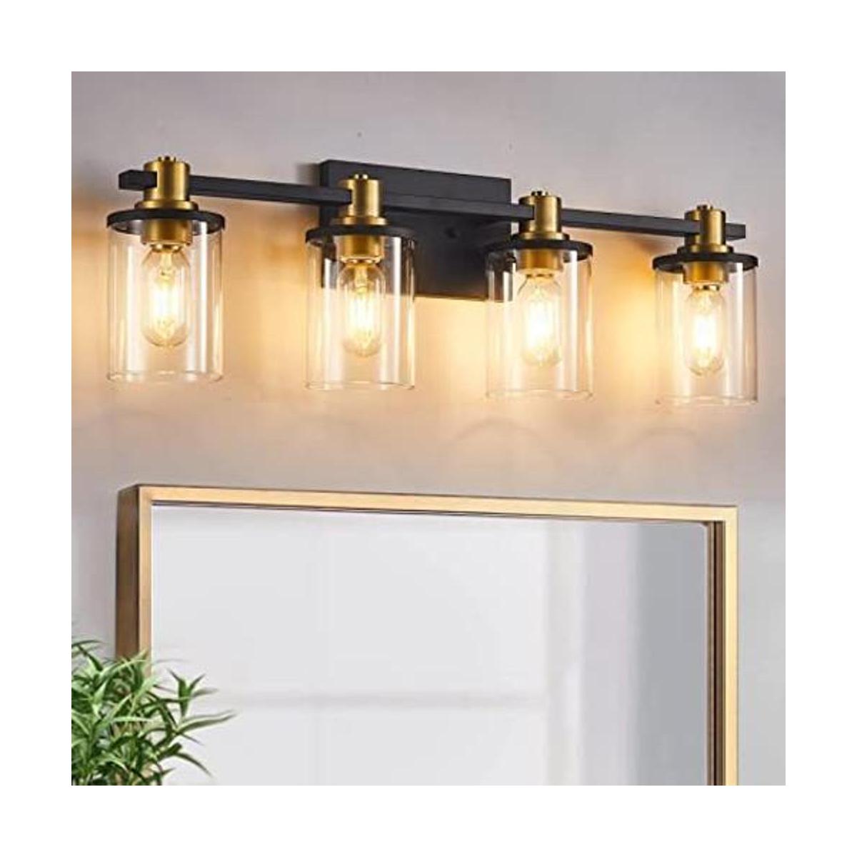 4 luces de tocador de baño accesorios de baño negros y