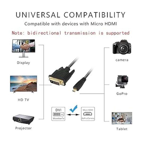 XMSJSIY Cable adaptador micro HDMI a DVI conector de_5