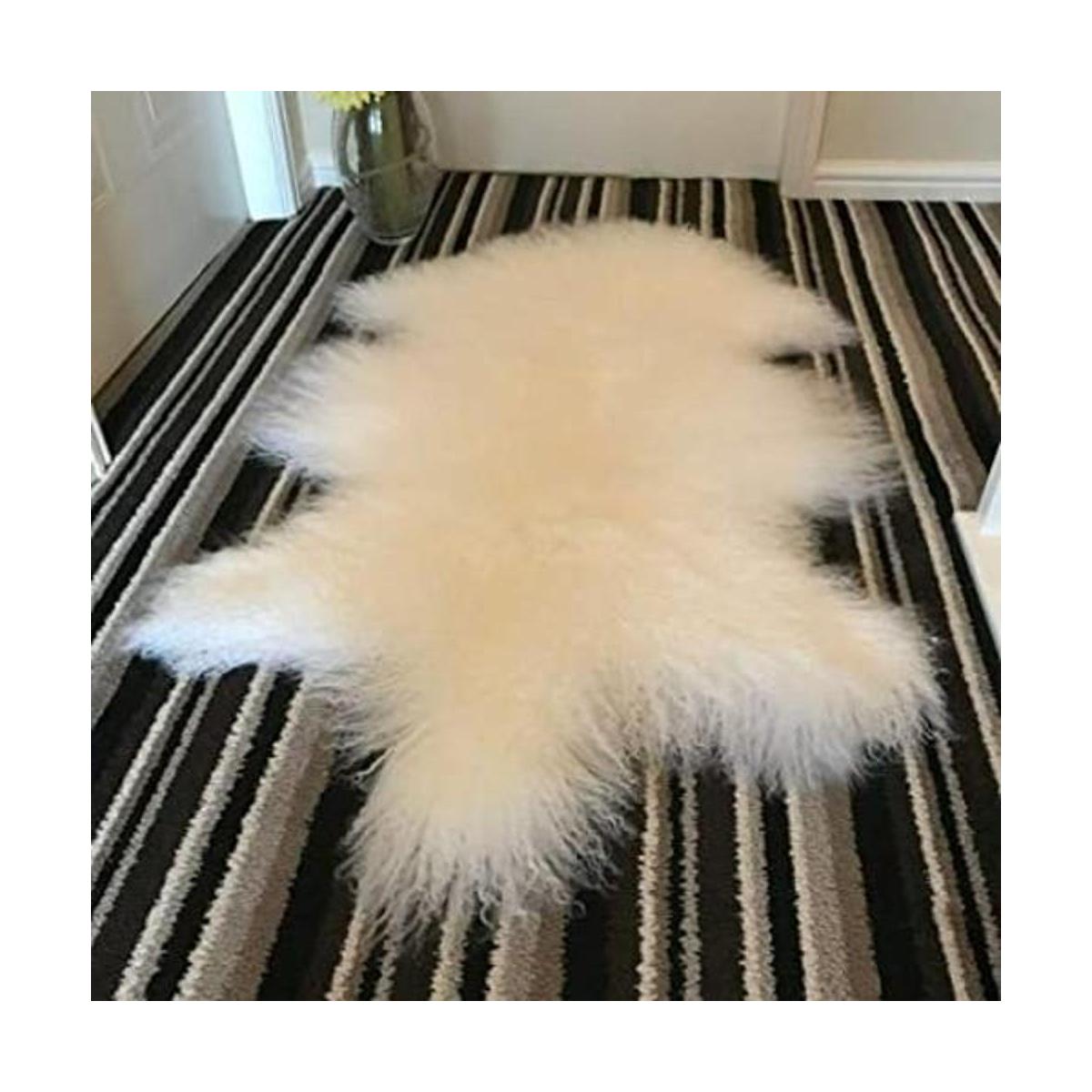 Alfombra de piel de oveja tibetana mongol auténtica de