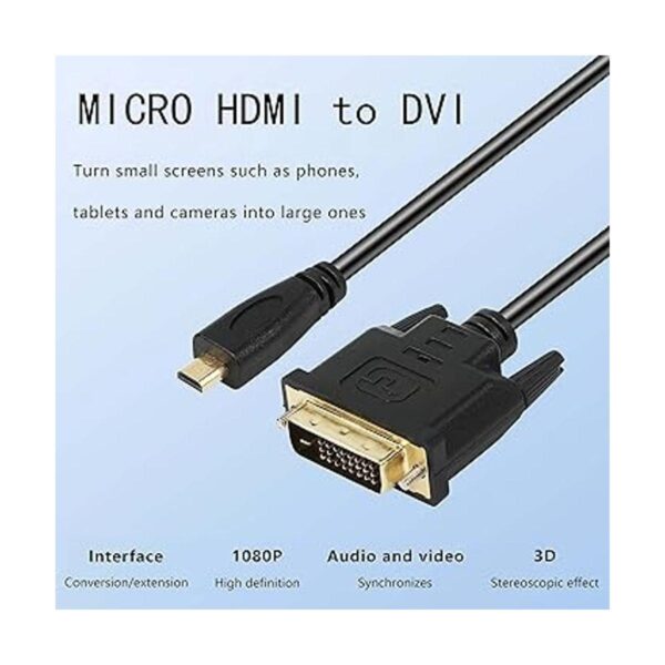 XMSJSIY Cable adaptador micro HDMI a DVI conector de_4