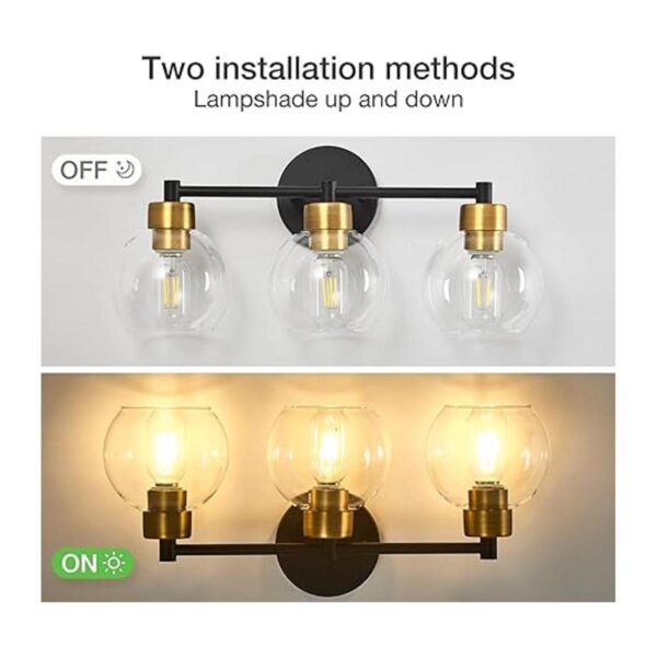 Lámparas de baño luz de tocador de baño de 3 luces negras_3