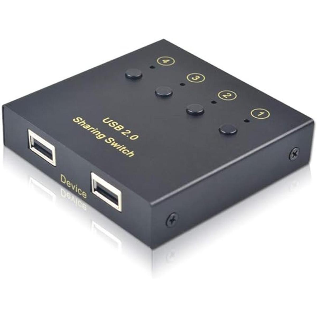 eKL Interruptor USB 4 computadoras 2 dispositivos USB