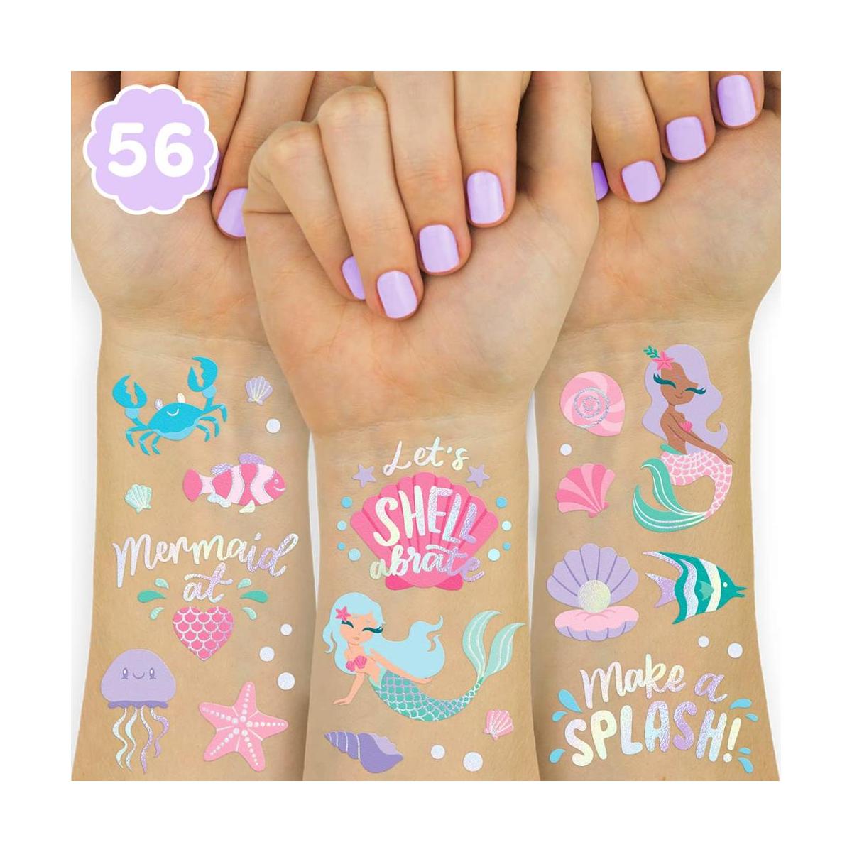 xo Fetti Tatuajes temporales de sirena bajo el mar 56
