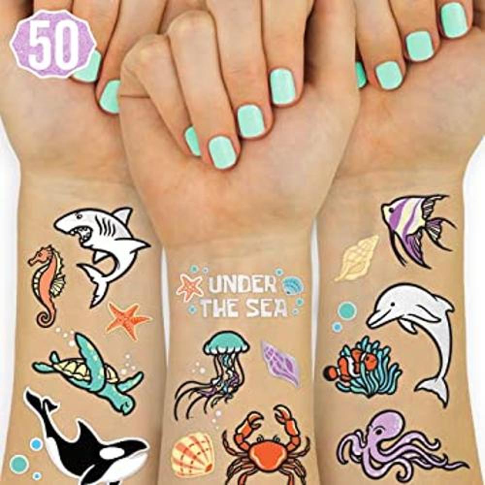 xo Fetti Tatuajes temporales de criatura marina