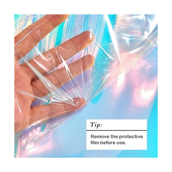 12x53 Inch Iridescent Blue PVC Vinyl Holographic Clear_4