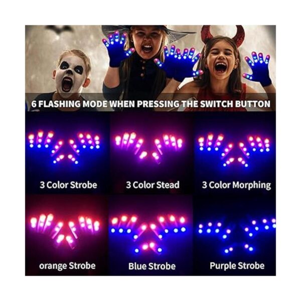 ONEREED 4 Pairs LED Gloves Light up Gloves for Kids Boys_2