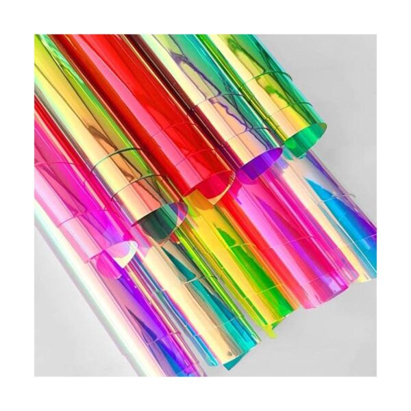 10 piezas de tela holográfica de PVC transparente_1
