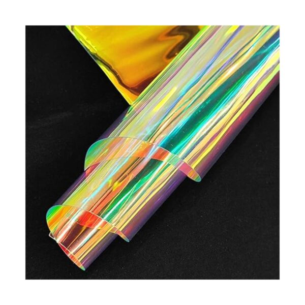 12x53 Inch Iridescent Blue PVC Vinyl Holographic Clear_2