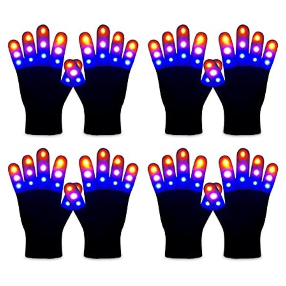 ONEREED 4 Pairs LED Gloves Light up Gloves for Kids Boys